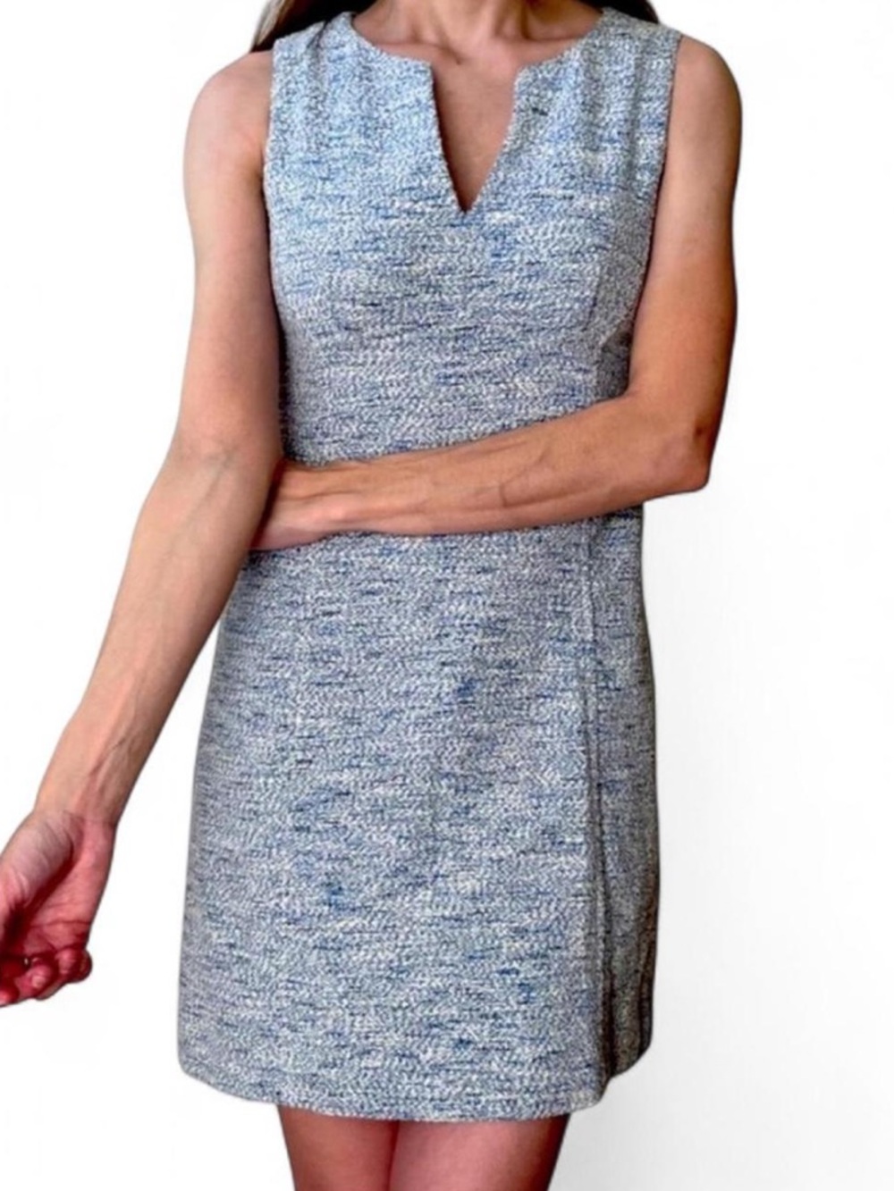 Nanette Lepore Ivory/Sky Blue Shift Dress Fully Lined